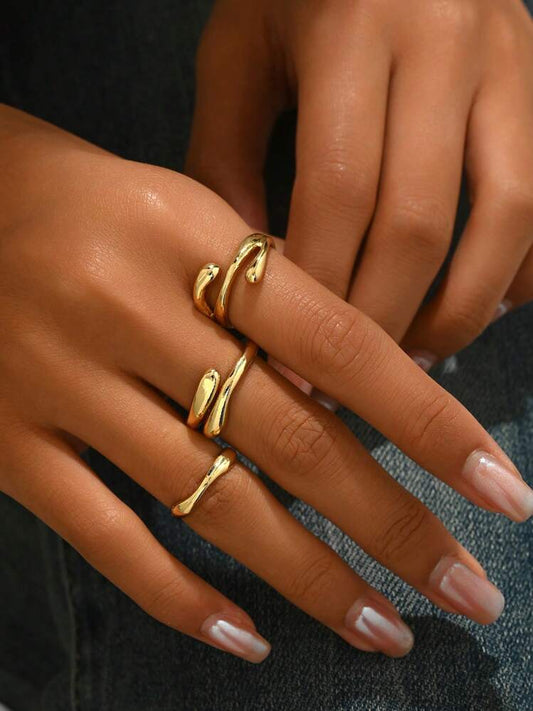 Minimalist Stacking 3-Piece Gold Ring Set