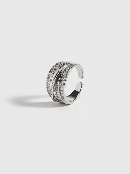 Radiant Layers Adjustable Rhinestone Ring
