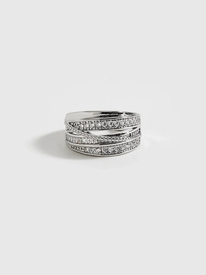 Radiant Layers Adjustable Rhinestone Ring
