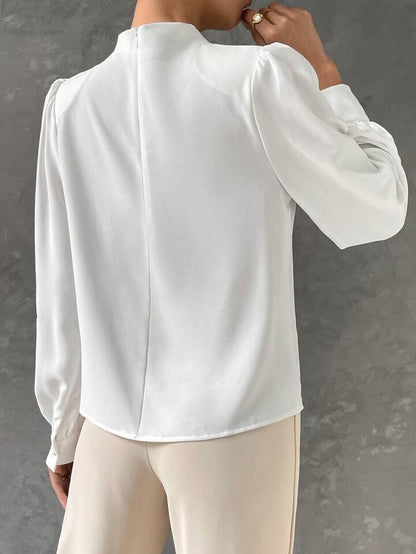 Elegant Bishop Sleeve Draped Top