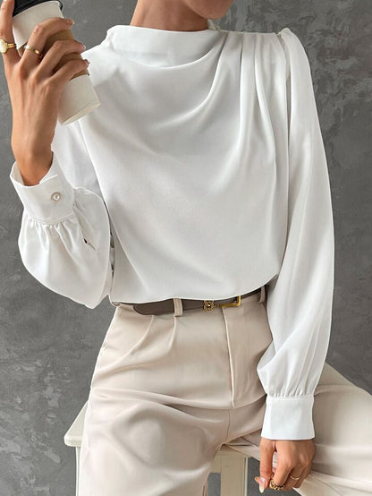Elegant Bishop Sleeve Draped Top