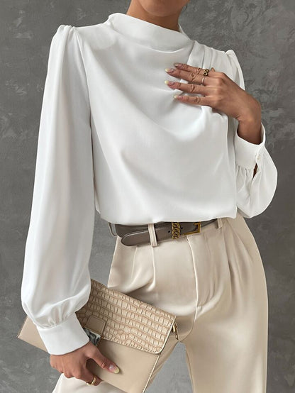 Elegant Bishop Sleeve Draped Top