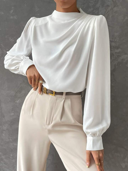 Elegant Bishop Sleeve Draped Top