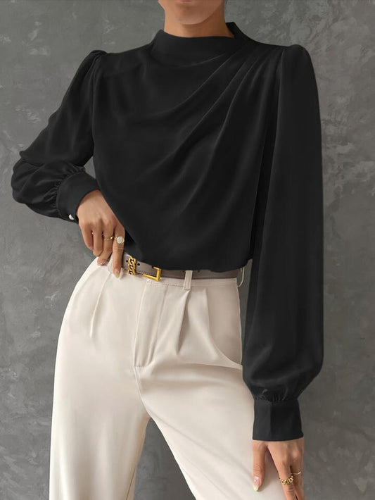 Elegant Bishop Sleeve Draped Top