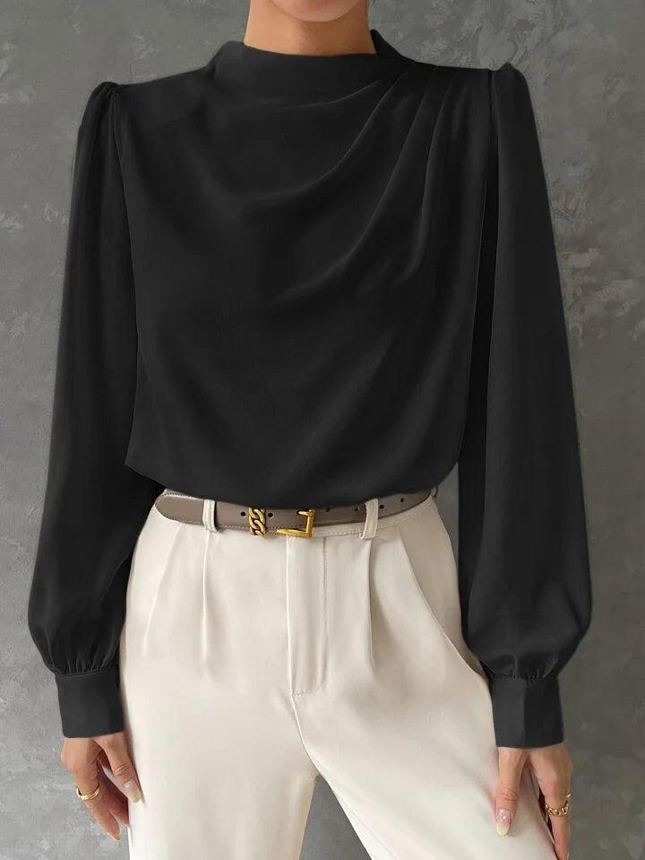 Elegant Bishop Sleeve Draped Top