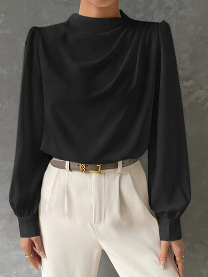 Elegant Bishop Sleeve Draped Top