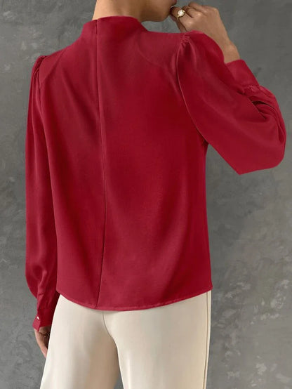 Elegant Bishop Sleeve Draped Top