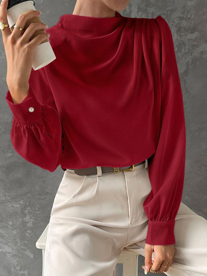 Elegant Bishop Sleeve Draped Top