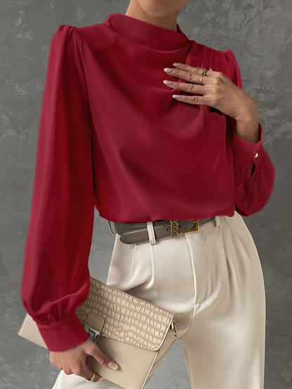Elegant Bishop Sleeve Draped Top