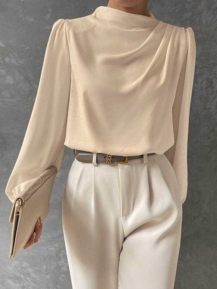 Elegant Bishop Sleeve Draped Top