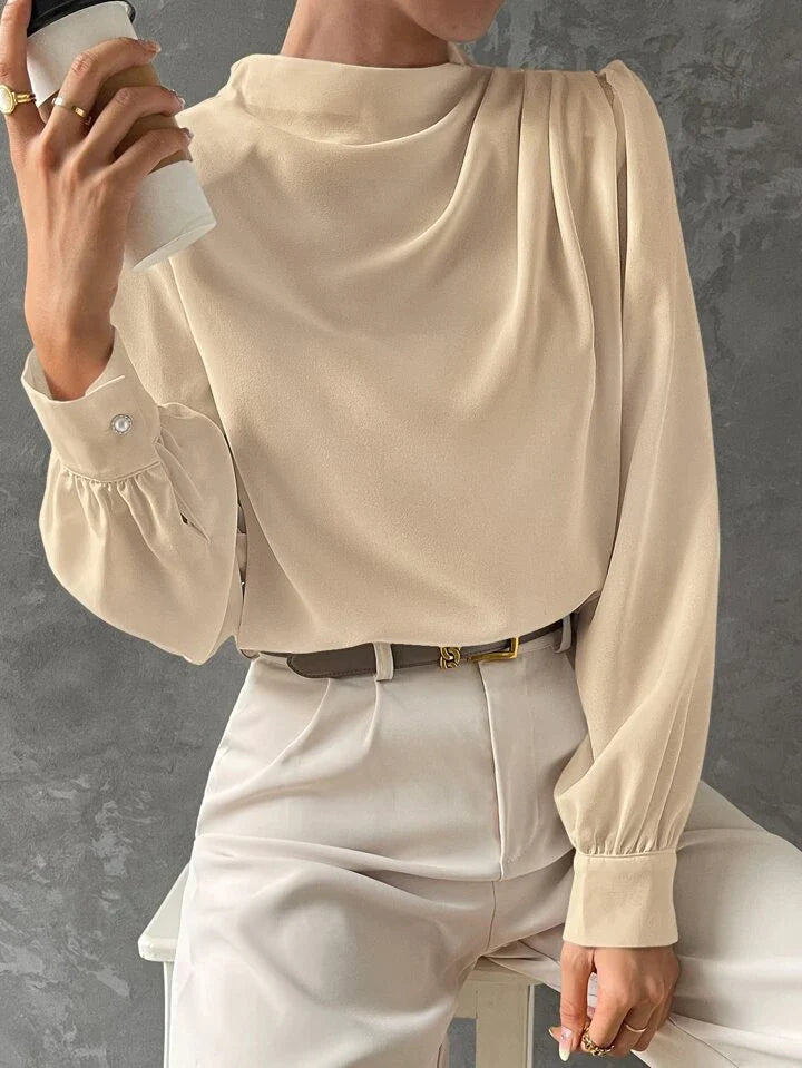 Elegant Bishop Sleeve Draped Top