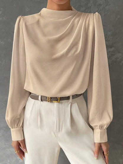 Elegant Bishop Sleeve Draped Top
