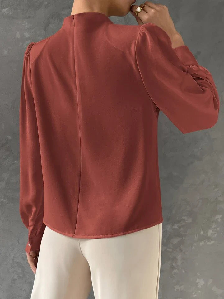 Elegant Bishop Sleeve Draped Top