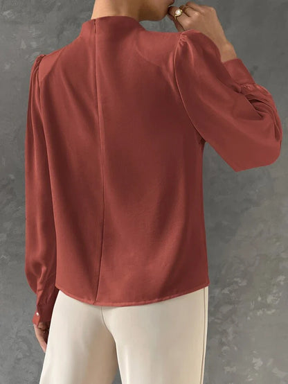 Elegant Bishop Sleeve Draped Top