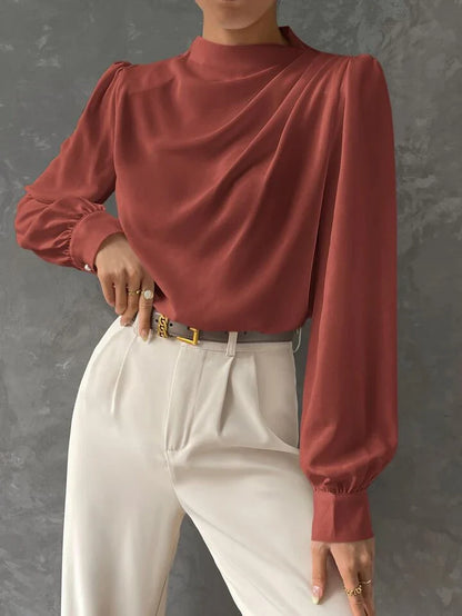 Elegant Bishop Sleeve Draped Top