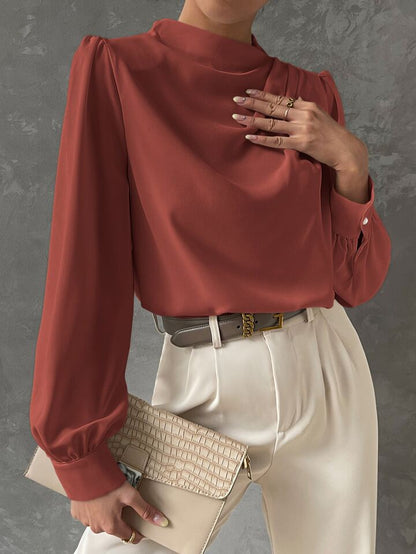 Elegant Bishop Sleeve Draped Top