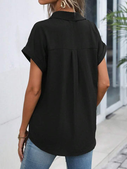 Must-have Short-sleeved Lapel Button Shirt Top