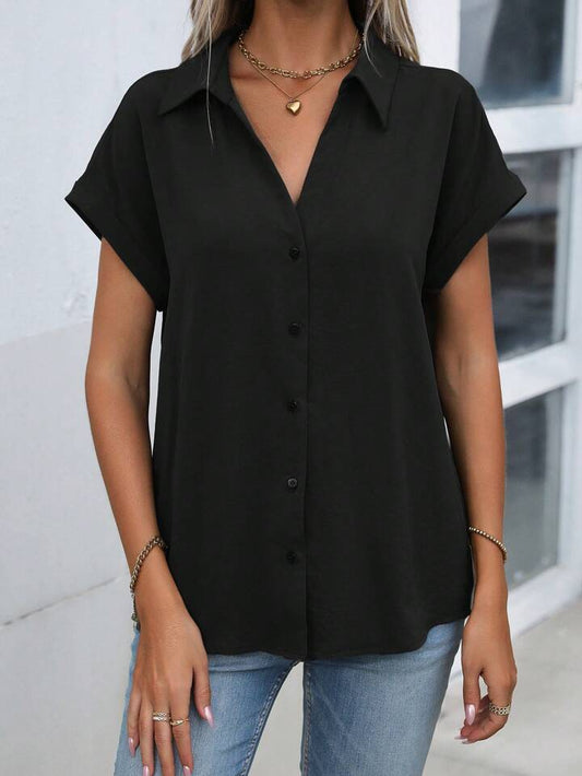 Must-have Short-sleeved Lapel Button Shirt Top