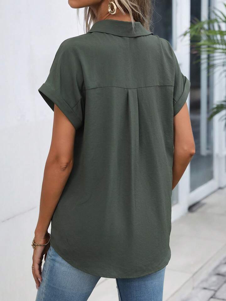 Must-have Short-sleeved Lapel Button Shirt Top