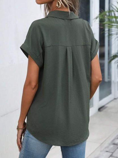 Must-have Short-sleeved Lapel Button Shirt Top