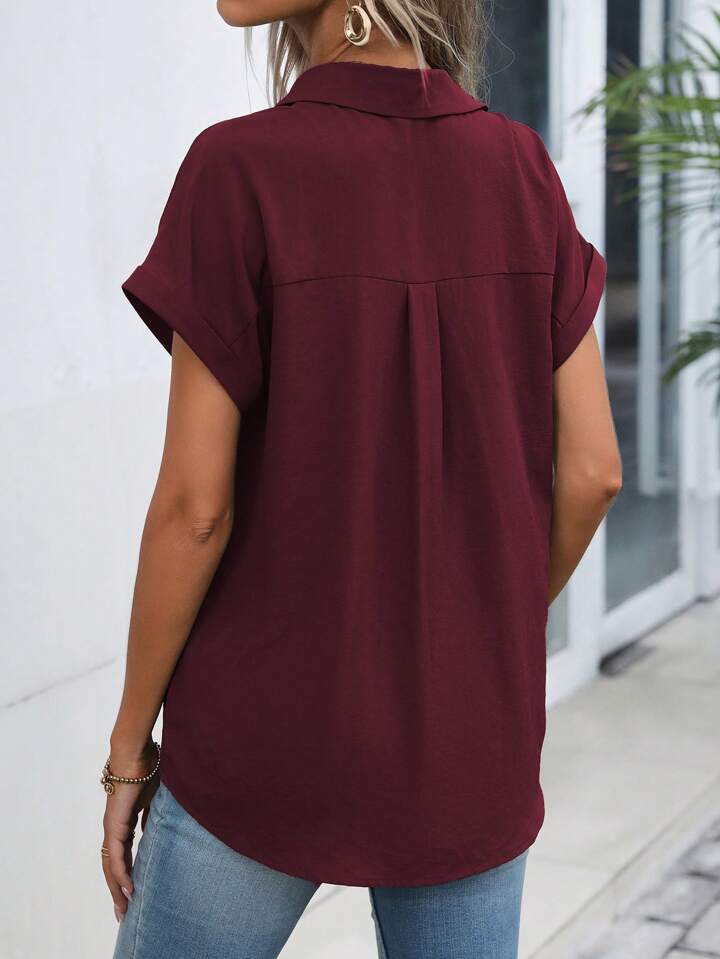 Must-have Short-sleeved Lapel Button Shirt Top