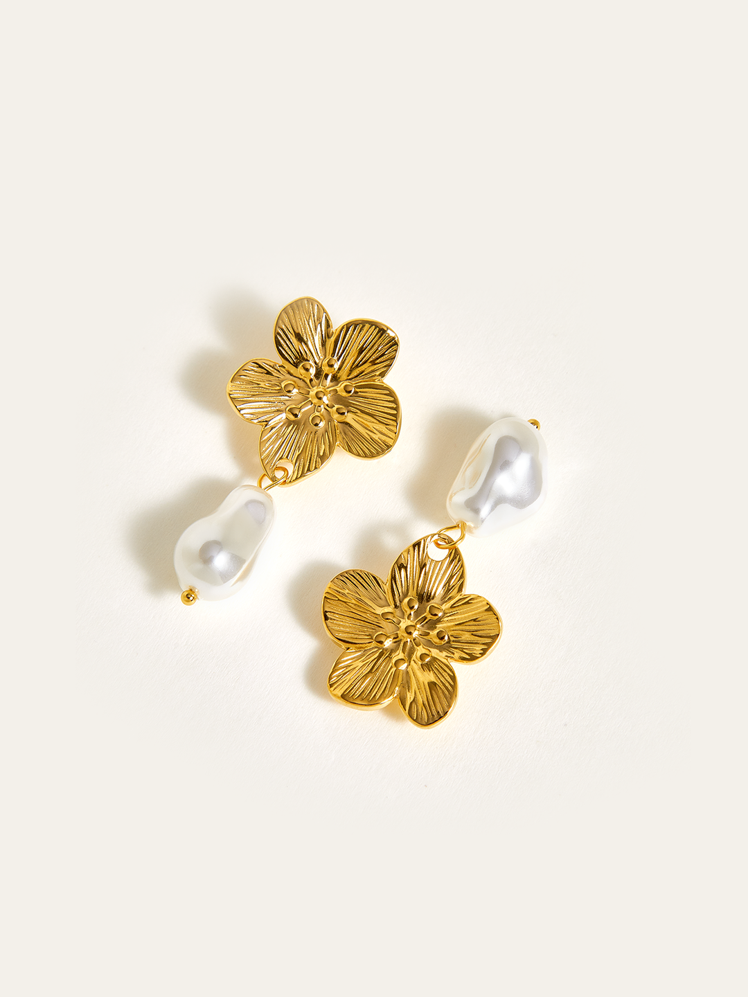Baroque Pearl & Flower Stud Earrings