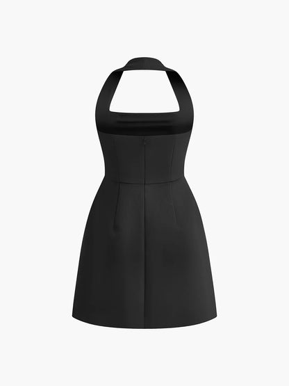 Elegant Slim-fit Halter Solid Dress