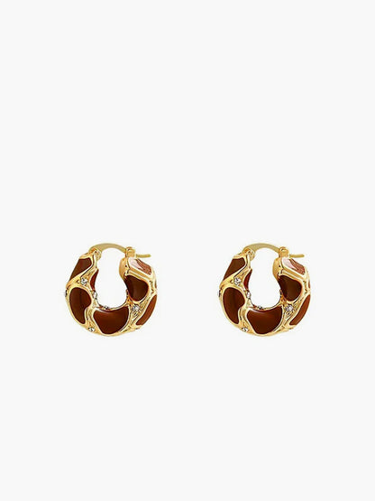 Chunky Golden Frame Hoop Earrings
