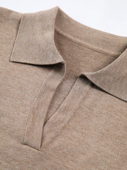 Minimalist Style Knit Polo Sweater