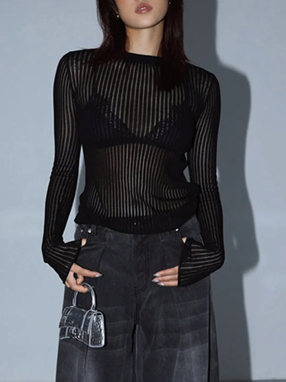 Dark Romance Sheer Long Sleeve Top
