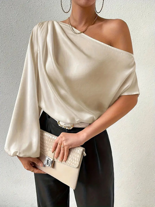 Long-sleeved Asymmetric Pullover Top