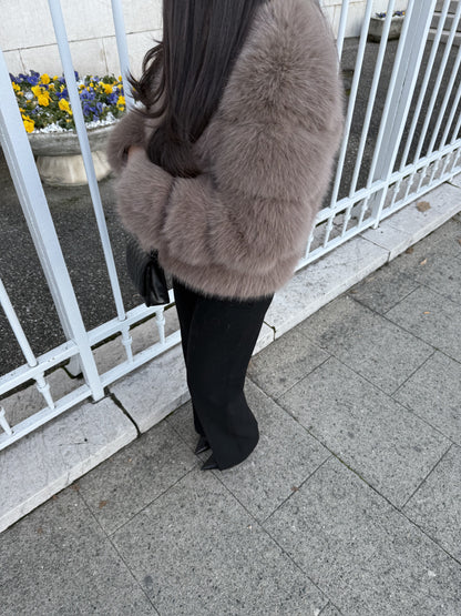 HAZELNUT FAUX FUR LONG SLEEVES