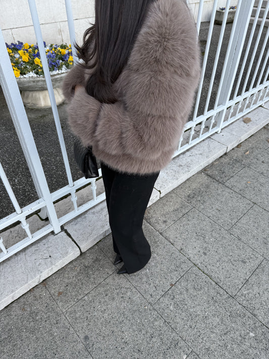 HAZELNUT FAUX FUR LONG SLEEVES