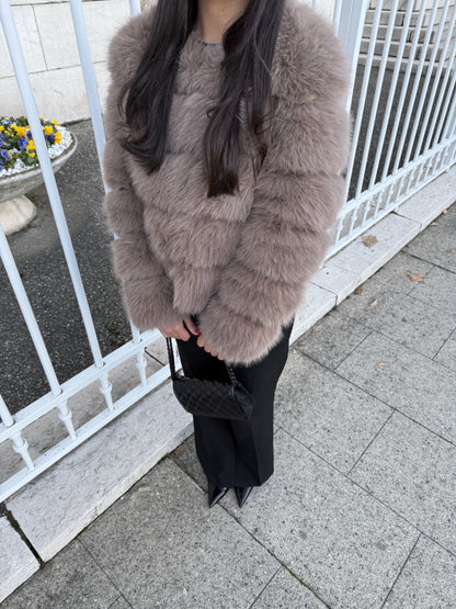HAZELNUT FAUX FUR LONG SLEEVES