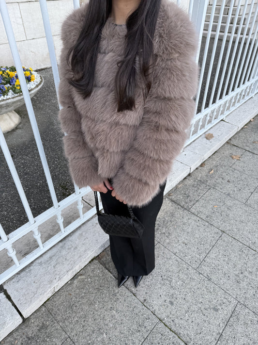 HAZELNUT FAUX FUR LONG SLEEVES