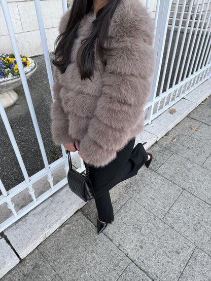 HAZELNUT FAUX FUR LONG SLEEVES
