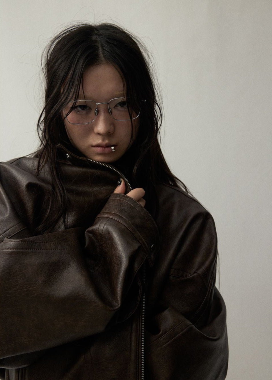 Arden Oversized Brown Faux Leather Jacket – Unisex Fit