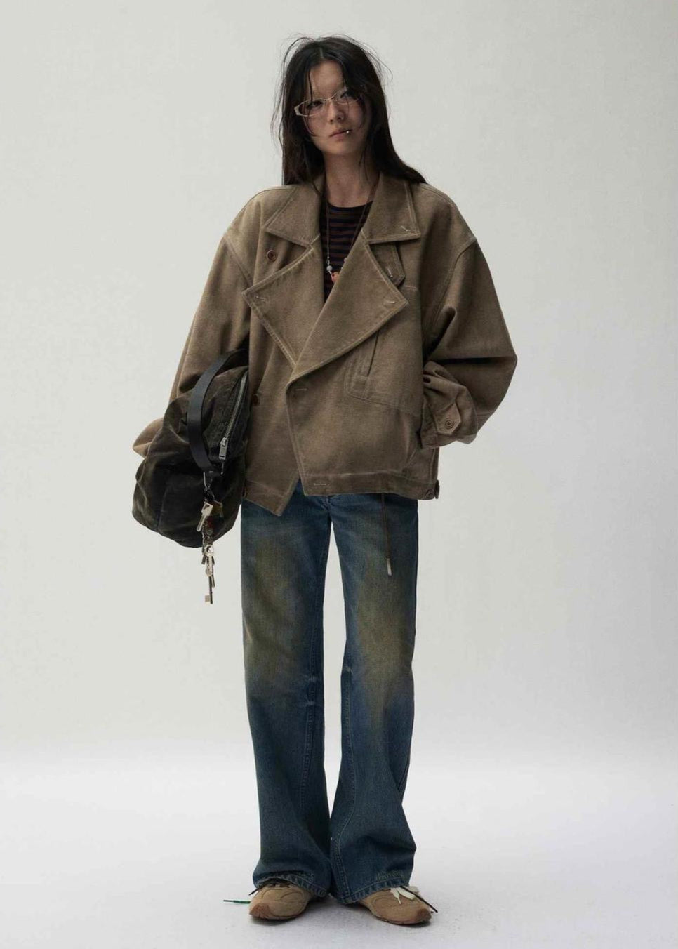 Urban Edge – Unisex Oversized Canvas Jacket with High Collar