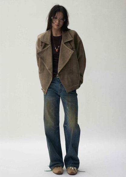 Urban Edge – Unisex Oversized Canvas Jacket with High Collar