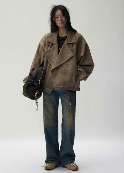 Urban Edge – Unisex Oversized Canvas Jacket with High Collar