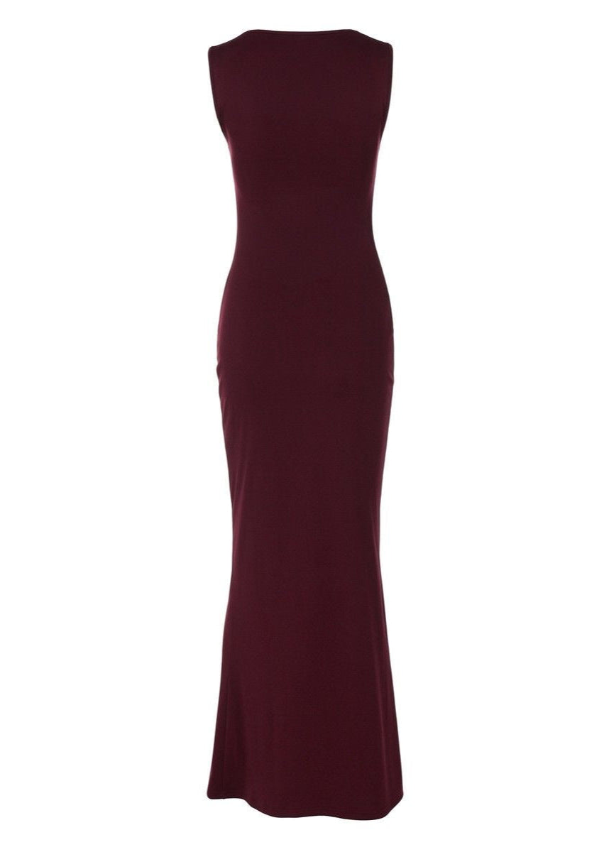 Aubrielle - Square Neck Sleeveless Bodycon Maxi Dress
