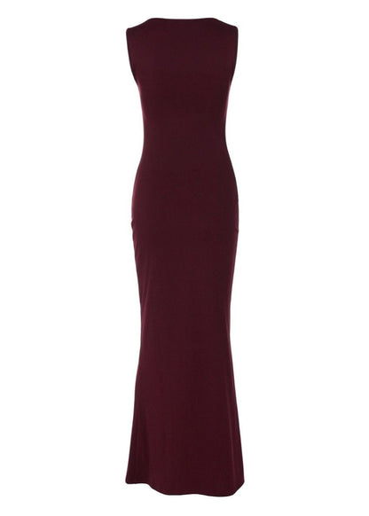 Aubrielle - Square Neck Sleeveless Bodycon Maxi Dress