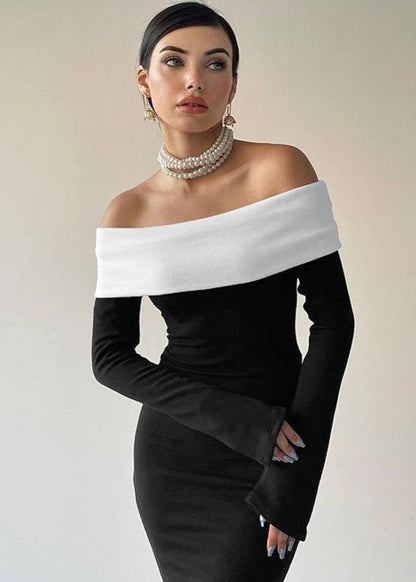 Seraphina - Off Shoulder Contrast Maxi Dress