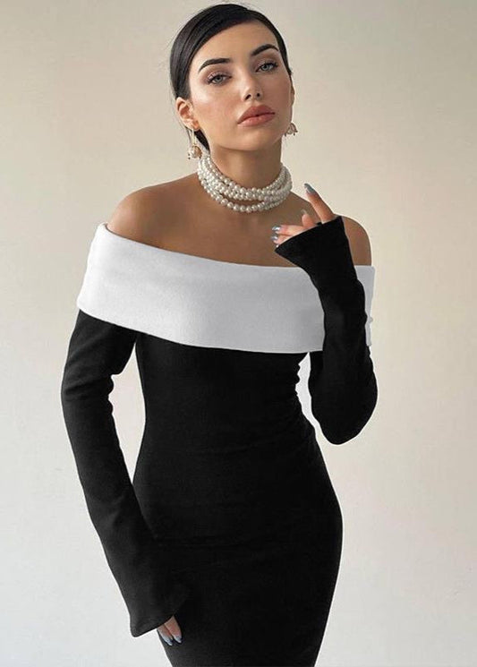 Seraphina - Off Shoulder Contrast Maxi Dress