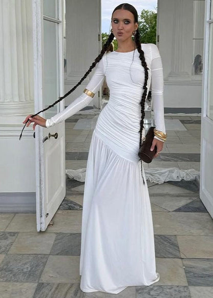 Elara - Long Sleeve Ruched Maxi Dress
