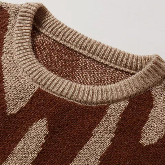 Irregular Pattern Contrast Knit Sweatshirt