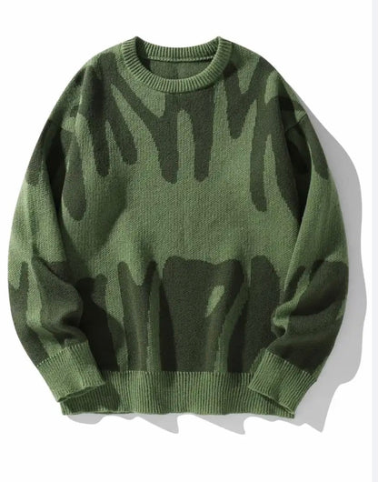 Irregular Pattern Contrast Knit Sweatshirt