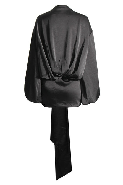 Iseult Lace Up Satin Fringe Mini Dress