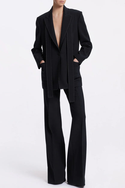 Ishara Stitch Belted Blazer Two Piece Set