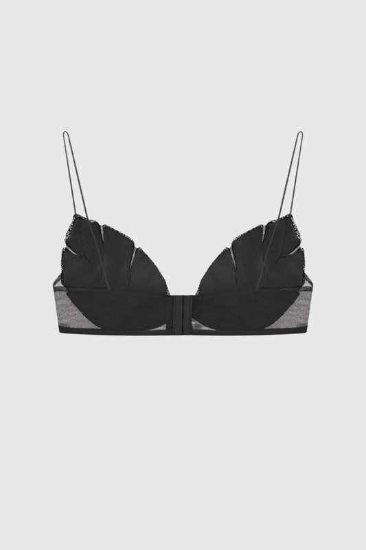 Jackia Leaf Crystal Bralette - Black